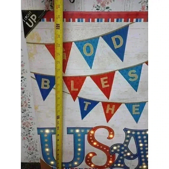 Kirkland's Light Up Poster Sign God Bless The USA Red White Blue Wall Hanging - Picture 7 of 8